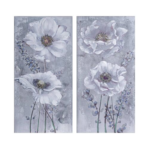 COUPLE OF PAINTINGS FLOWERS LUX - 60x3x120cm