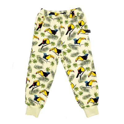 Warm pants with toucan print, yellow