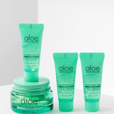 Aloe Soothing Essence 80% Gel Cream Set. Aloe Gel Raffermissant 80% (60 ml) et Crème Raffermissante 80% (3 unités x 20 ml)