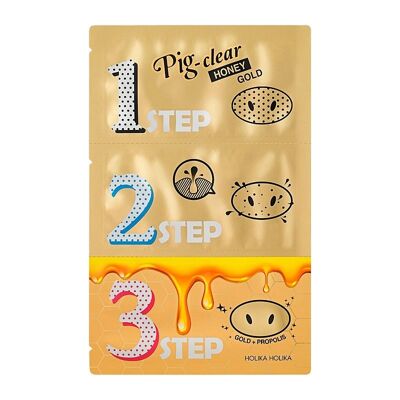 Pig Clear Black Head Kit Points Noirs 3 Étapes (Honey Gold)