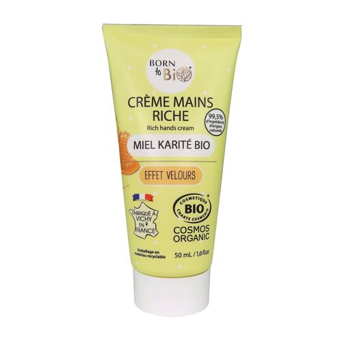 Crème mains riche Miel Karité - Certifiée Bio