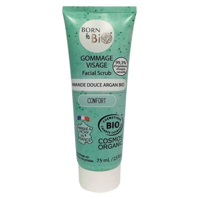 Exfoliante facial Pieles normales a secas Almendra Dulce Argán - Certificado Orgánico