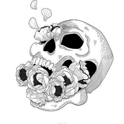 Temporary tattoo: floral skull