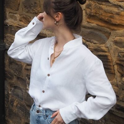 Alice Linen Shirt - 10 Linen Colours - White 44905