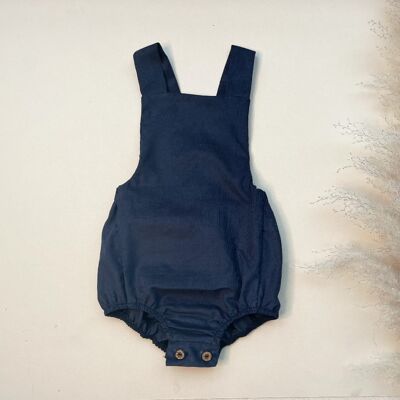 Bohdi Romper - Navy Baby Cord - Button Back 0 - 6 mth
