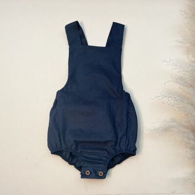 Bohdi Romper - Navy Baby Cord - Button Back 12 - 18 mth