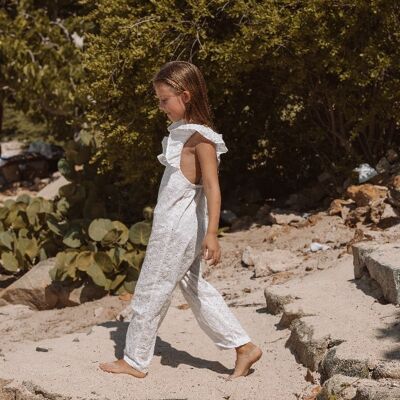 Florence Dungarees - Broderie Anglaise 7 - 8 yrs