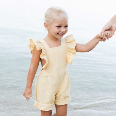 Florence Shorts Jumpsuit - Other Colours Available - Aloe - Button Back 4 -5 yrs