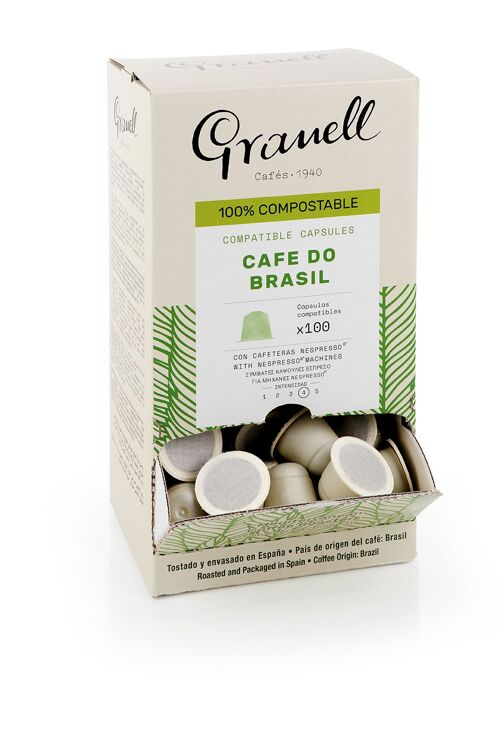 Espresso Café Do Brasil 100 uds-Capsulas compostables compatibles con Nespresso