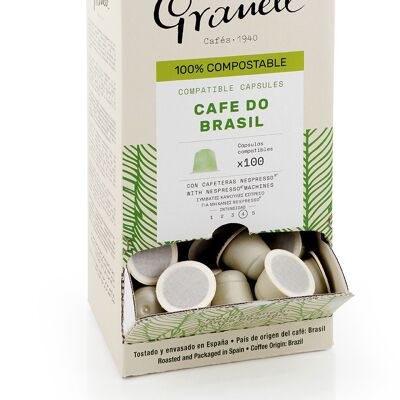 Espresso Café Do Brasil 100 unità-Capsule compostabili compatibili con Nespresso