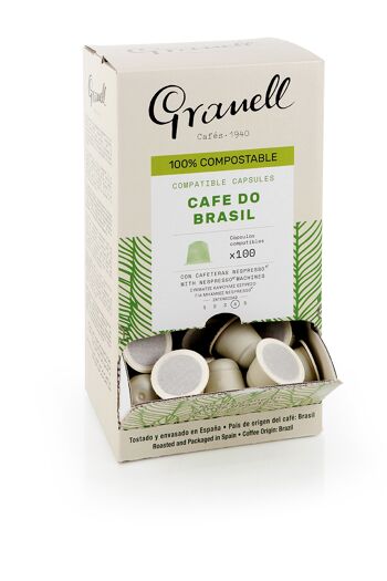 Espresso Café Do Brasil 100 unités - Capsules compostables compatibles avec Nespresso 1