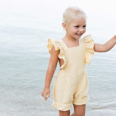 Florence Shorts Jumpsuit - Other Colours Available - Aloe - Tie Back 6 - 7 yrs