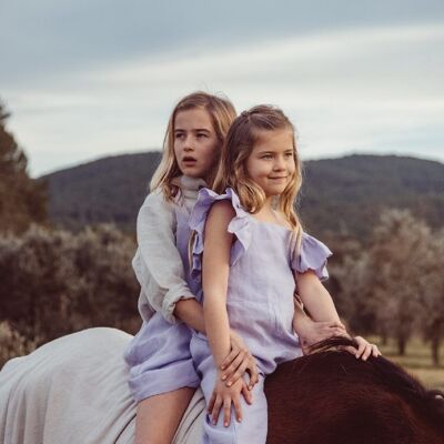 Florence Dungarees - Lavender - Tie Back 5 - 6 yrs