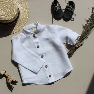 Unisex Linen Shirt - Various Colours - Aloe 3 - 4 yrs