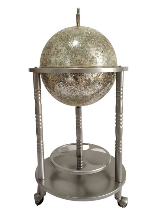 White gold crackled glass glam globe