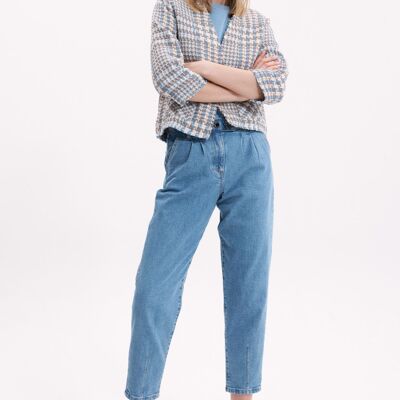 PLEATED JEANS - LIGHT DENIM