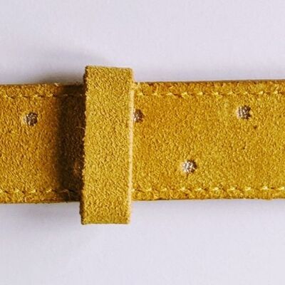 Cinturón de Mujer en Piel - Amarillo Mostaza con Puntos Dorados