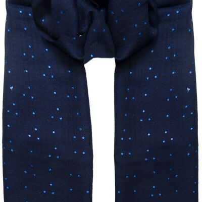 Foil Dot Wool Scarf - Navy with Electric Blue Foil Dots