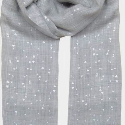 Geo Foil Wool Scarf - Grey Milange