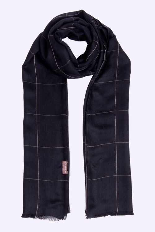 Fine Cashmere Kiara Scarf - Ecru - Black