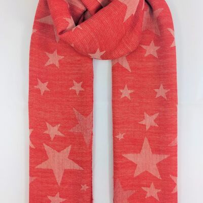 Reversible Woven Star Scarf - Red