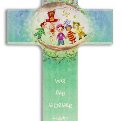 Children's cross colored 15 cm We are in your hands