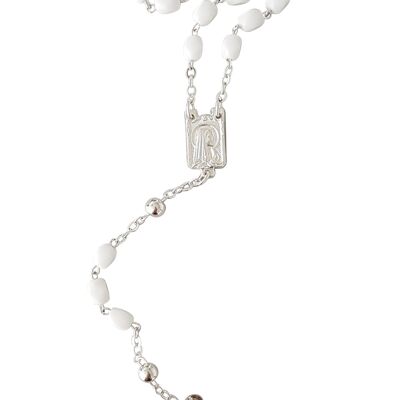 Glass rosary white pearl edged