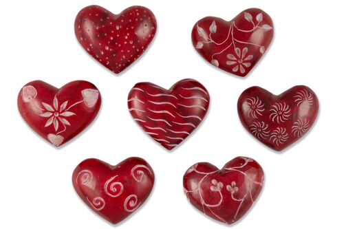 Handschmeichler Herz rot Speckstein, 9 Modelle sortiert