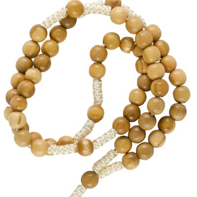 knotted rosary, bead 5mm olive wood bead, light cord