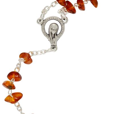 Amber rosary, silver plated, with spring ring