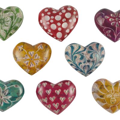 Hand flatterer heart soapstone, 8 models assorted