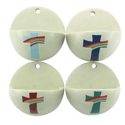 Crisol de esteatita con cruz de 4 colores, con inserto de plástico