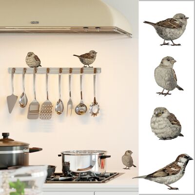 House Sparrows II Illustration Wall Decal