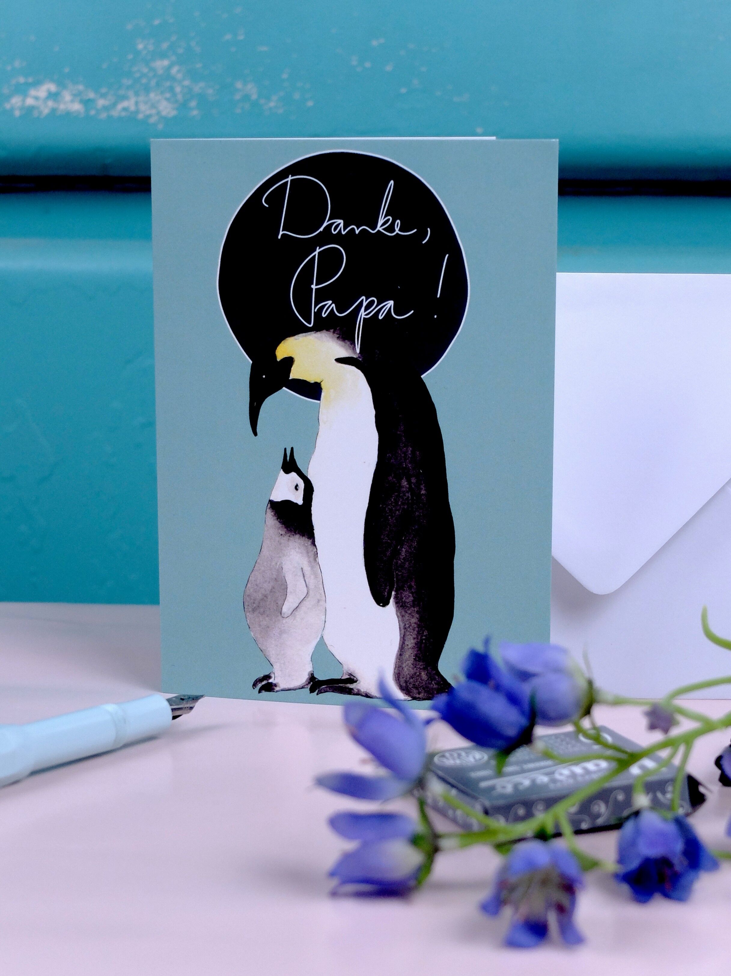 Grußkarte A6 Papa Pinguin