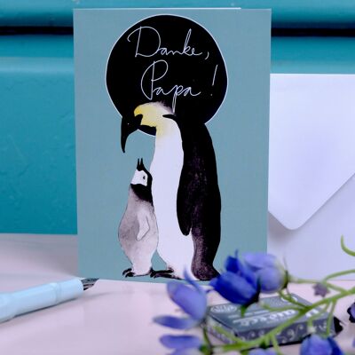 Carte de voeux A6 papa pingouin