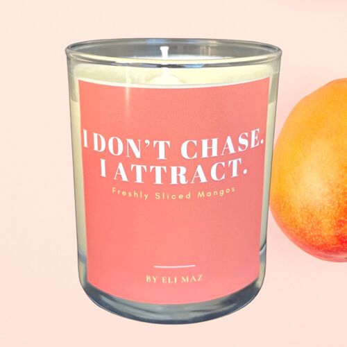 Colorful Affirmation Candle scented 230gr, in 30cl glas - I don't chase I attract!