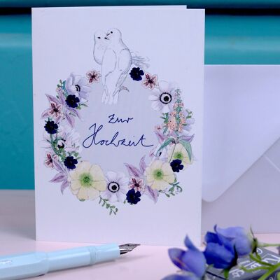 Couronne de colombes de mariage carte de voeux
