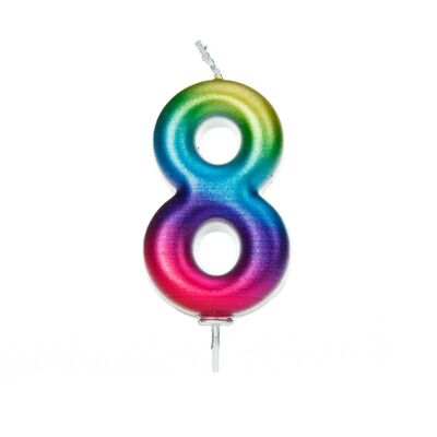 Alter 8 Metallic Numeral Molded Pick Candle Rainbow