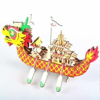 Kit de construction en bois d'un bateau dragon chinois couleur 2