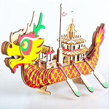 Kit de construction en bois d'un bateau dragon chinois couleur 3