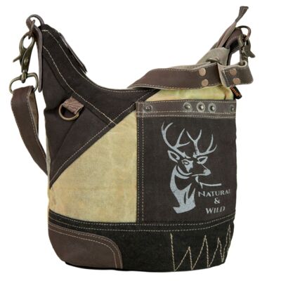 Sunsa vintage hobo bag. Deer print also available as a traditional bag. Shoulder bag shoulder bag made of canvas & leather