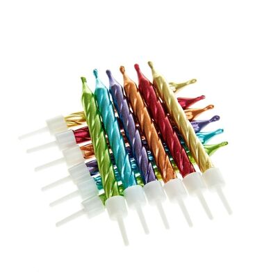 Bougies métalliques arc-en-ciel avec supports