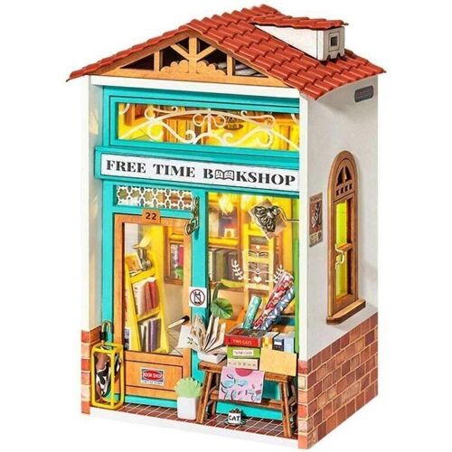 DIY House Free Time Bookshop, Robotime, DS008, 8.5×6.2×12.8cm