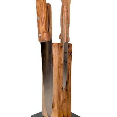 Taco de cuchillos TOWER de madera de olivo
