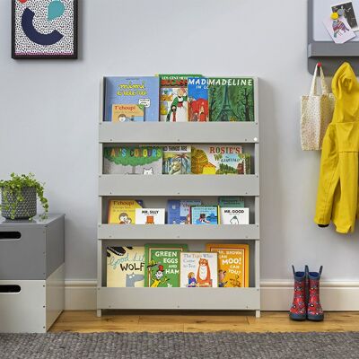 Das Tidy Books Wand-Bücherregal für Kinder – einfarbig – blassgrau