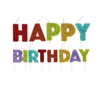 Alles Gute zum Geburtstag Pick Candles Rainbow Glitter