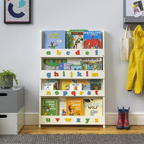 Tidy Books Alphabet Bookcase - Ivory Retro Colour Alphabet