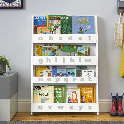 Libreria con alfabeto Tidy Books - Alfabeto grigio provenzale bianco