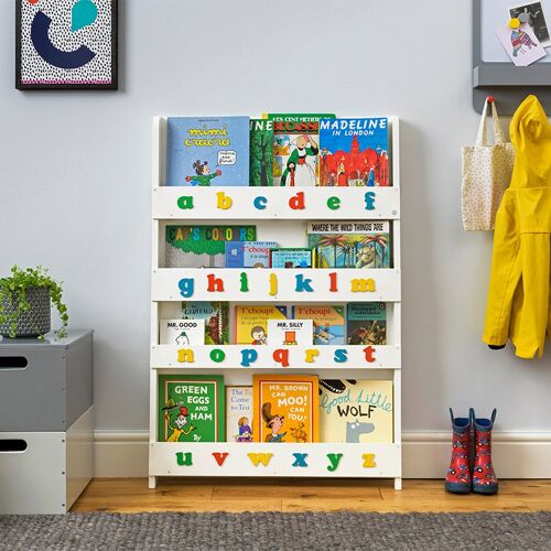 Tidy Books Alphabet Bookcase - White Retro Colour Alphabet