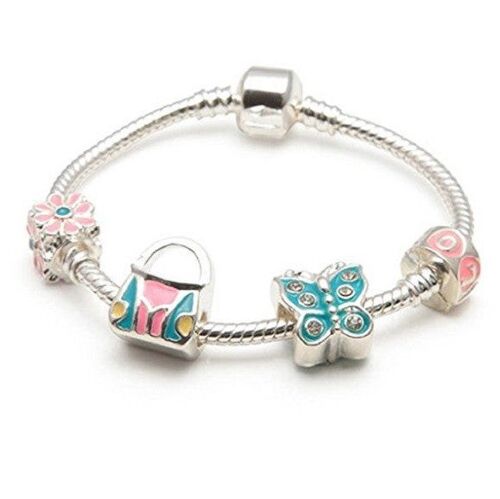 Children's 'Butterfly Heaven' Silver Plated Charm Bead Bracelet 16cm